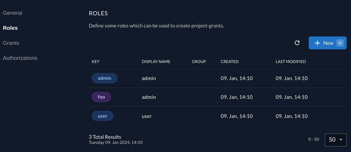 Project roles in console