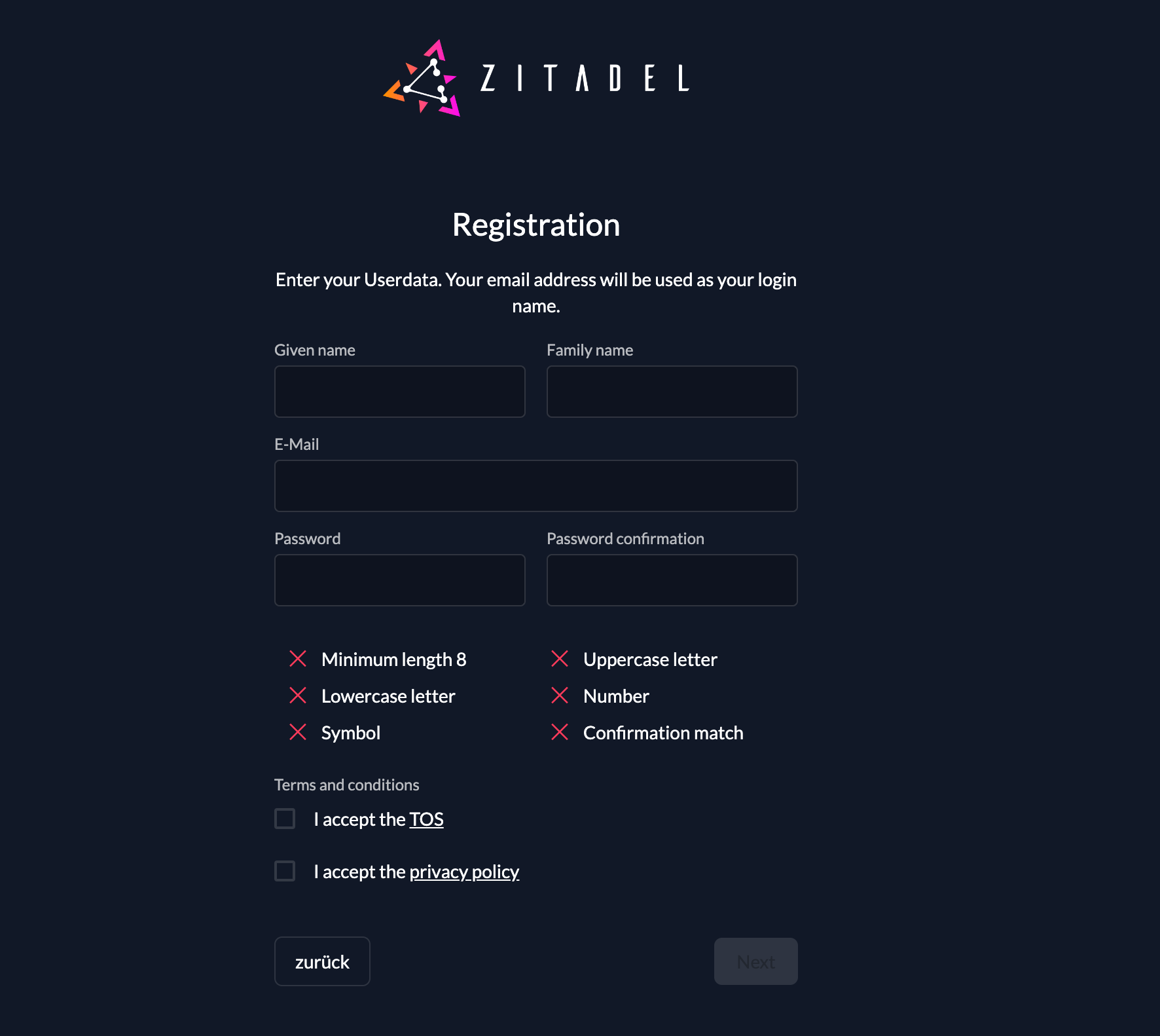 Register local user